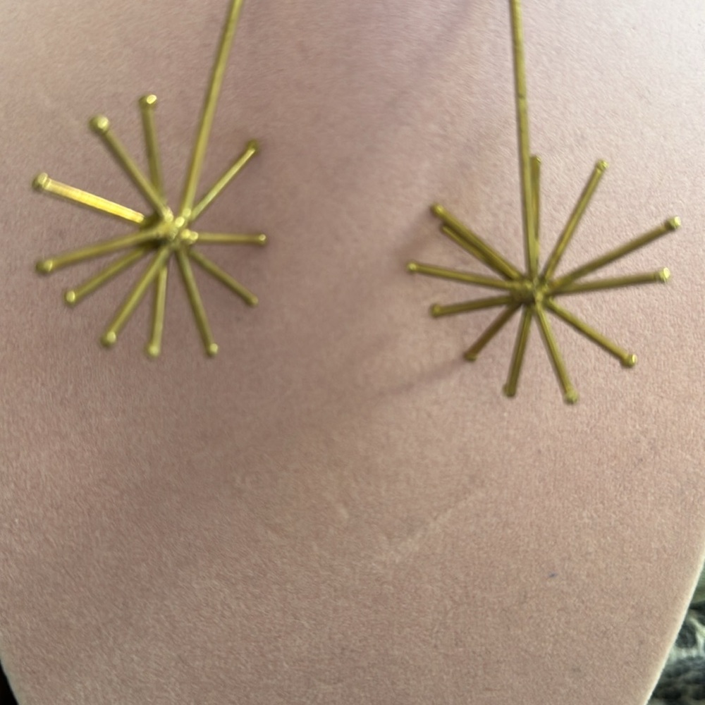 Solid Brass Burst Earrings - Picture 3 of 5